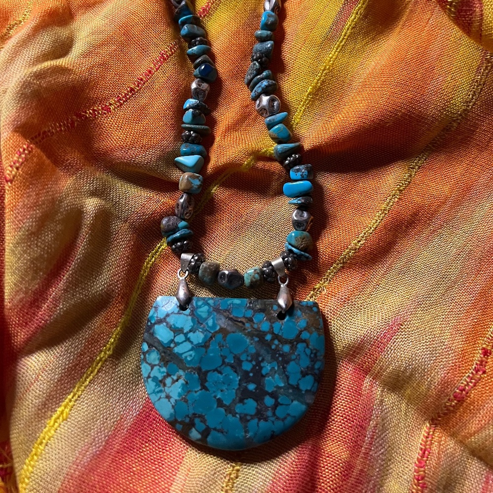 Turquoise Attached Pendant Necklace - Picture 7 of 7